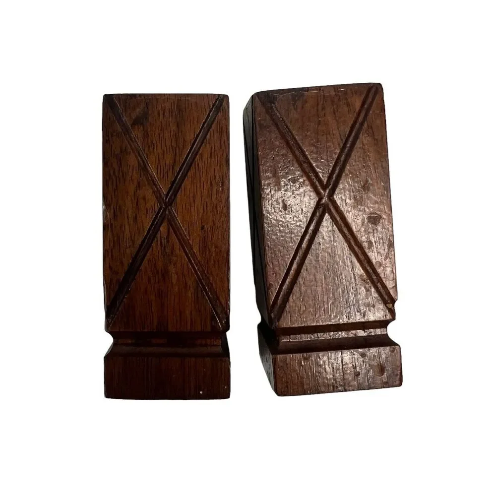 Vintage Wooden MCM Mid Century Modern Salt And Pepper Shakers Square Wood Rustic